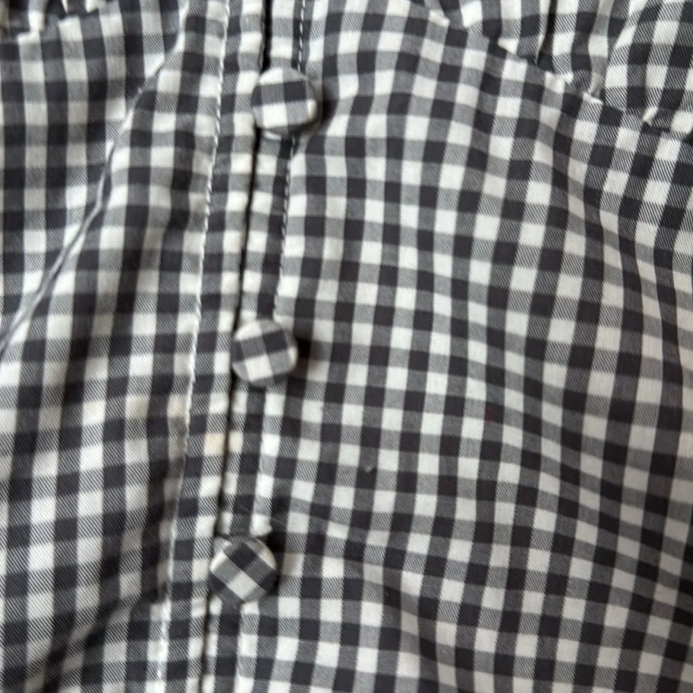 Abercrombie & Buffalo Plaid Black and White Gingham Puff Sleeve Crop Top XS EUC